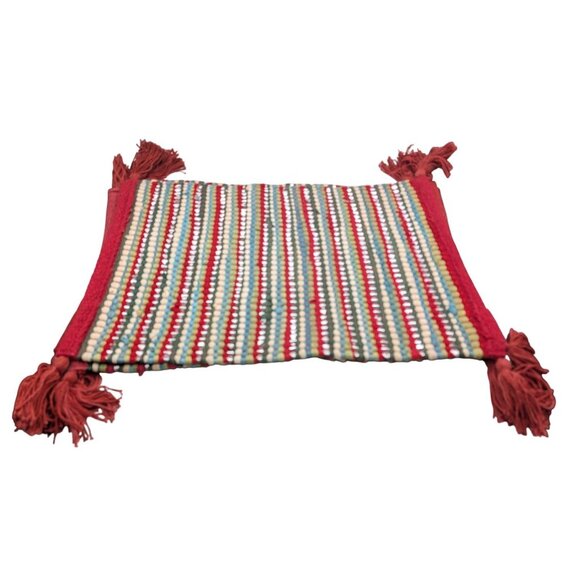 4 Holiday Christmas Placemats Handwoven Striped Wool & Cotton Holiday Red green - Picture 7 of 7